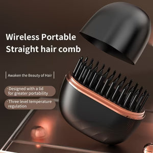 GlowPro™ Mini Wireless Hair Straightening Comb – Portable Rechargeable Styling Tool
